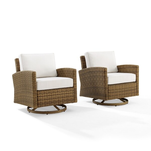 Crosley Bradenton 2Pc Outdoor Wicker Swivel Rocker Chair Set