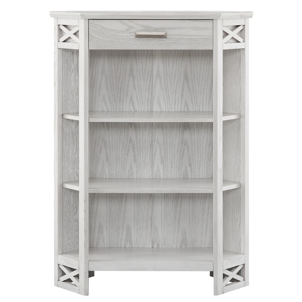 Leick Home Mission Mantel Height Corner Bookcase with Drawer Storage