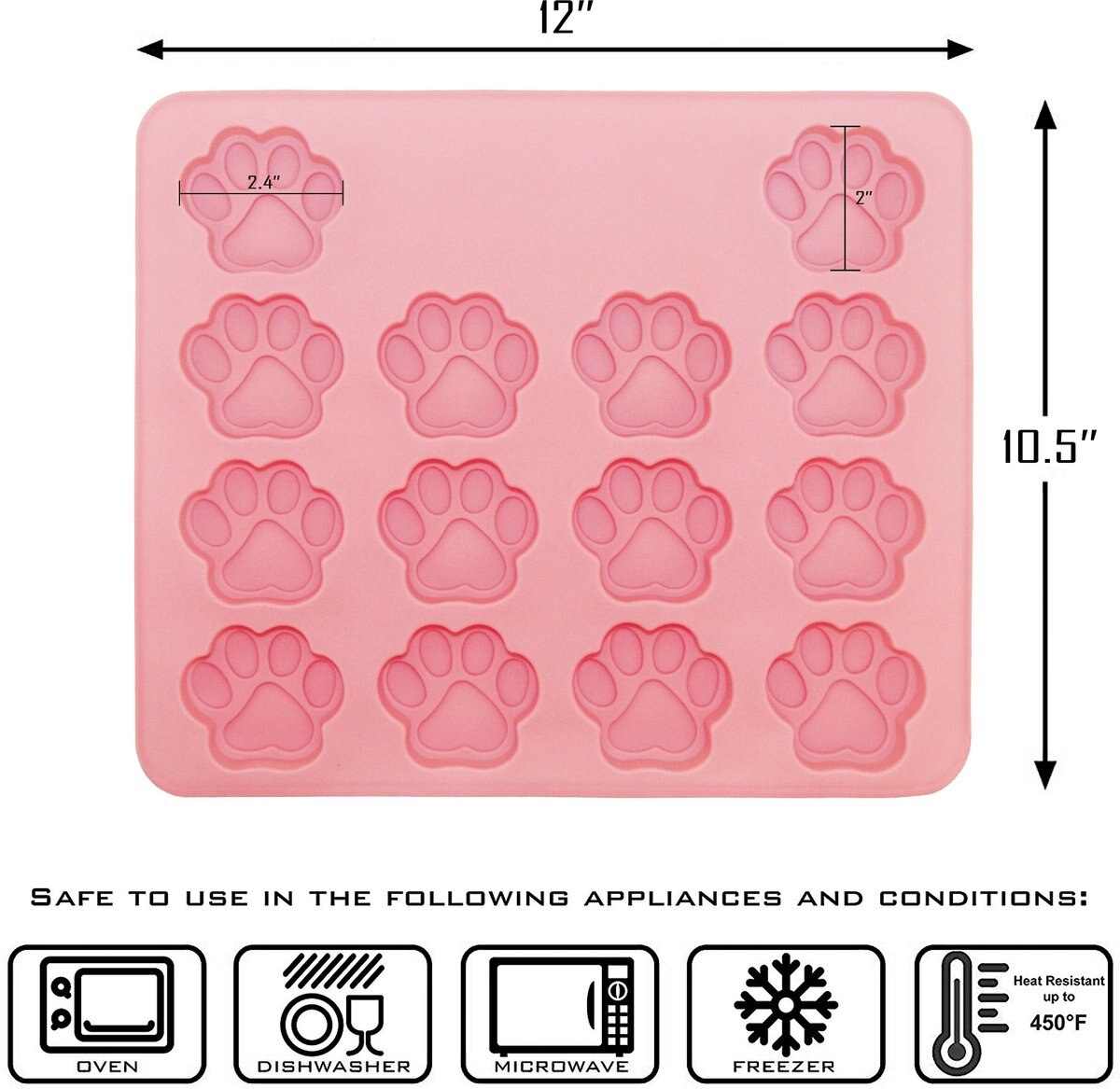 Le Dogue Dog Paws and Bones Silicone Baking Molds with Recipe Booklet， 2-pack