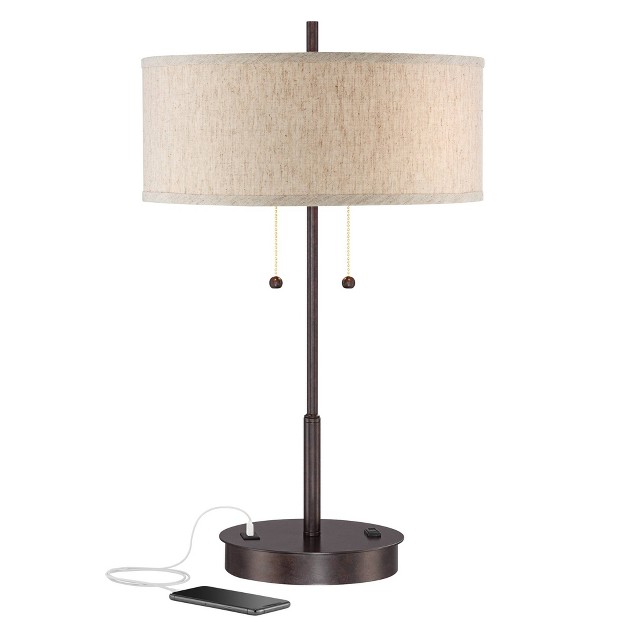 High Bronze Fabric Drum Shade For Bedroom Living Room House Desk Bedside