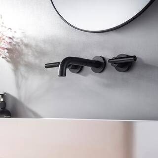 Boyel Living Two-Handle Wall Mounted Bathroom Faucet in Matte Black BLWF0135-2MB