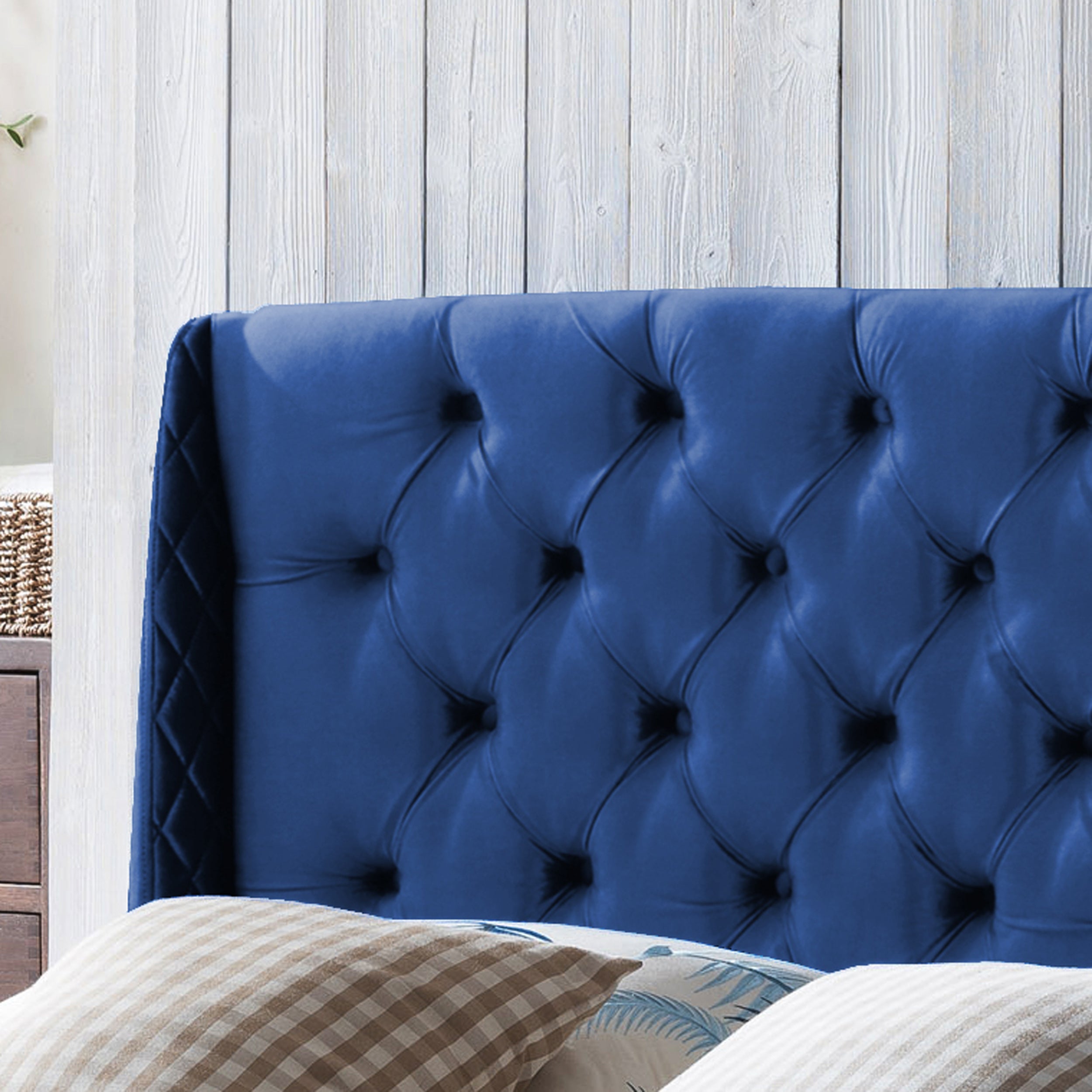 Lidia Wingback Queen/Full Tufted Fabric Headboard