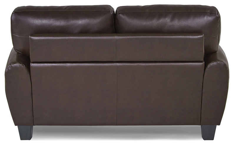 Pemberly Row 19 quotContemporary Faux Leather Loveseat in Black   Contemporary   Loveseats   by Homesquare  Houzz