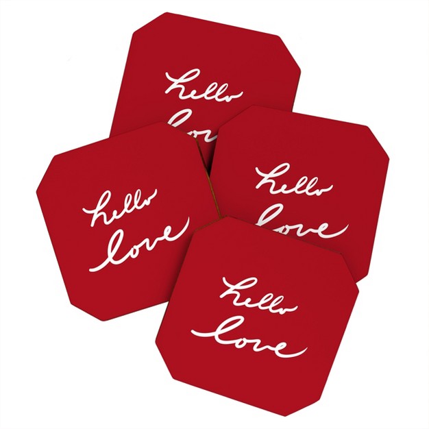 Lisa Argyropoulos Hello Love Set Of 4 Coasters Deny Designs