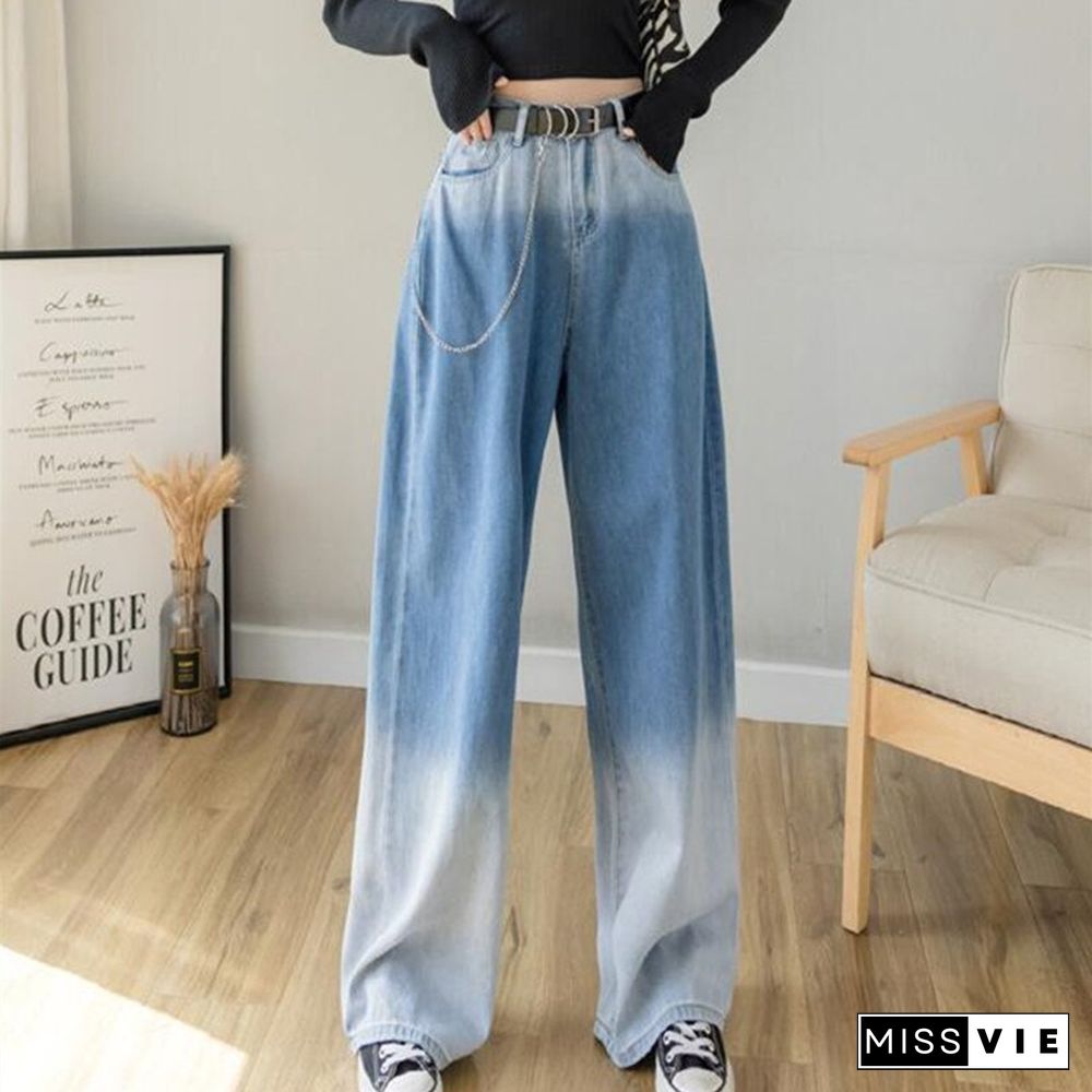 Woman Jeans High Waist Clothes Wide Leg Denim Clothing Blue Streetwear Vintage Quality Fashion Harajuku Straight Pants