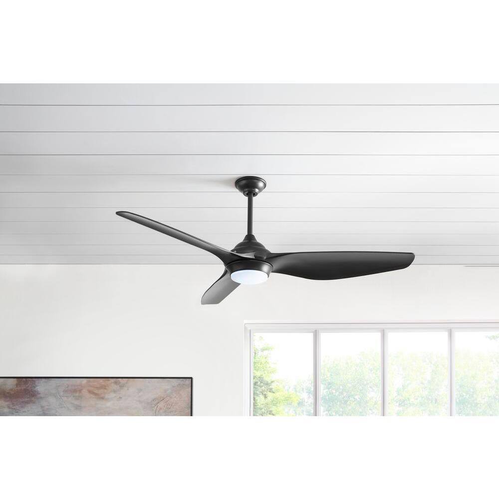 Home Decorators Collection Bachton 60 in. Integrated LED DC Motor Matte Black Ceiling Fan with Light and Remote Control YG638A-MBK