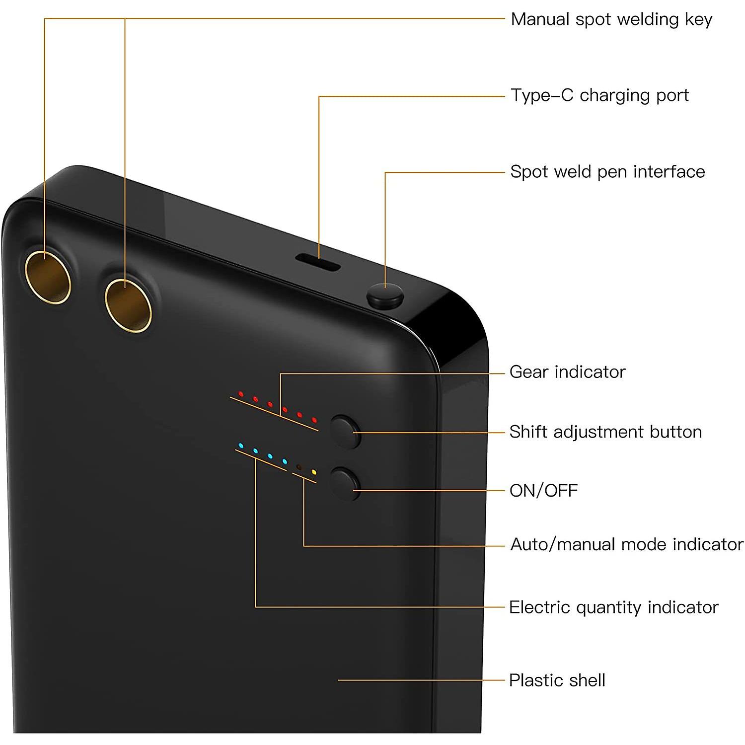 Spot Welder， Type-c Fast Charging Spot Welder 6 Gear Adjustable， 5000mah Capacity Mini Spot Welder Machine With 16'' Spot Welding Pen， Charging Cable，