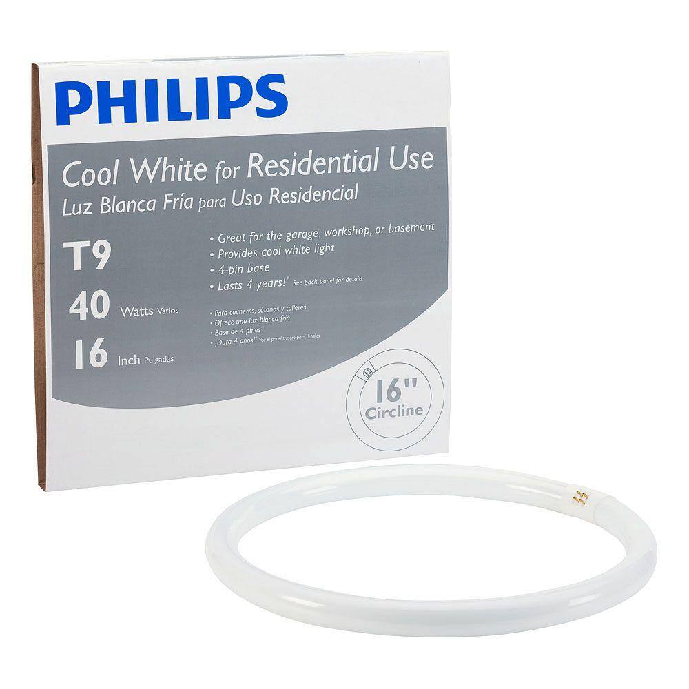 Philips 40-Watt 16 in. Linear Circline T9 Fluorescent Tube Light Bulb Cool White (4100K) (1-Pack) 391185