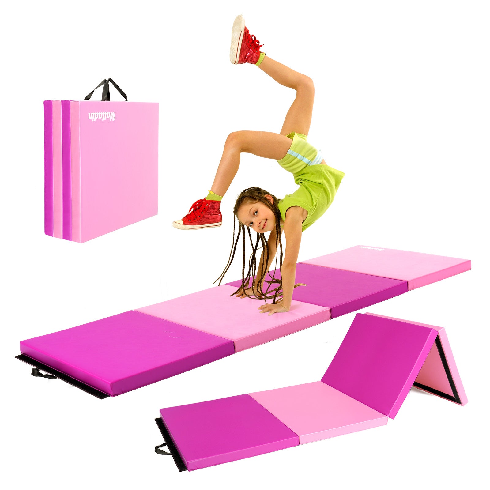 Matladin 6/8FT Folding Gymnastics Gym Exercise Aerobics Yoga Mat Leather Tumbling Mats