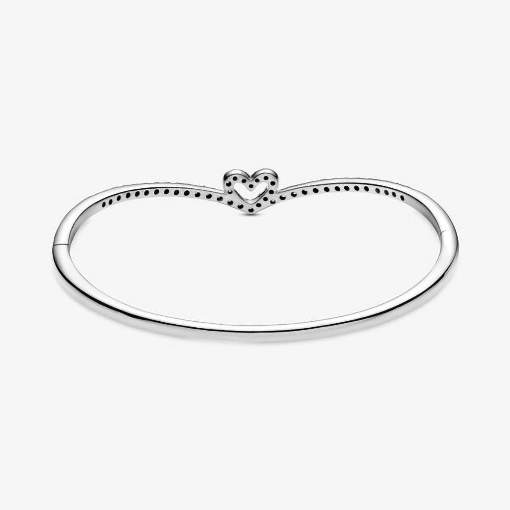 PANDORA  Sparkling Wishbone Heart Bangle