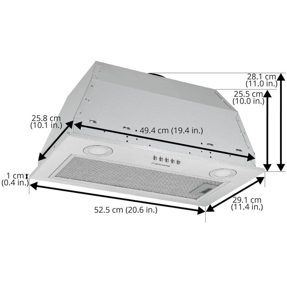 Ancona 20 in 280 CFM Ducted Insert Range Hood with LED Lights in Stainless Steel