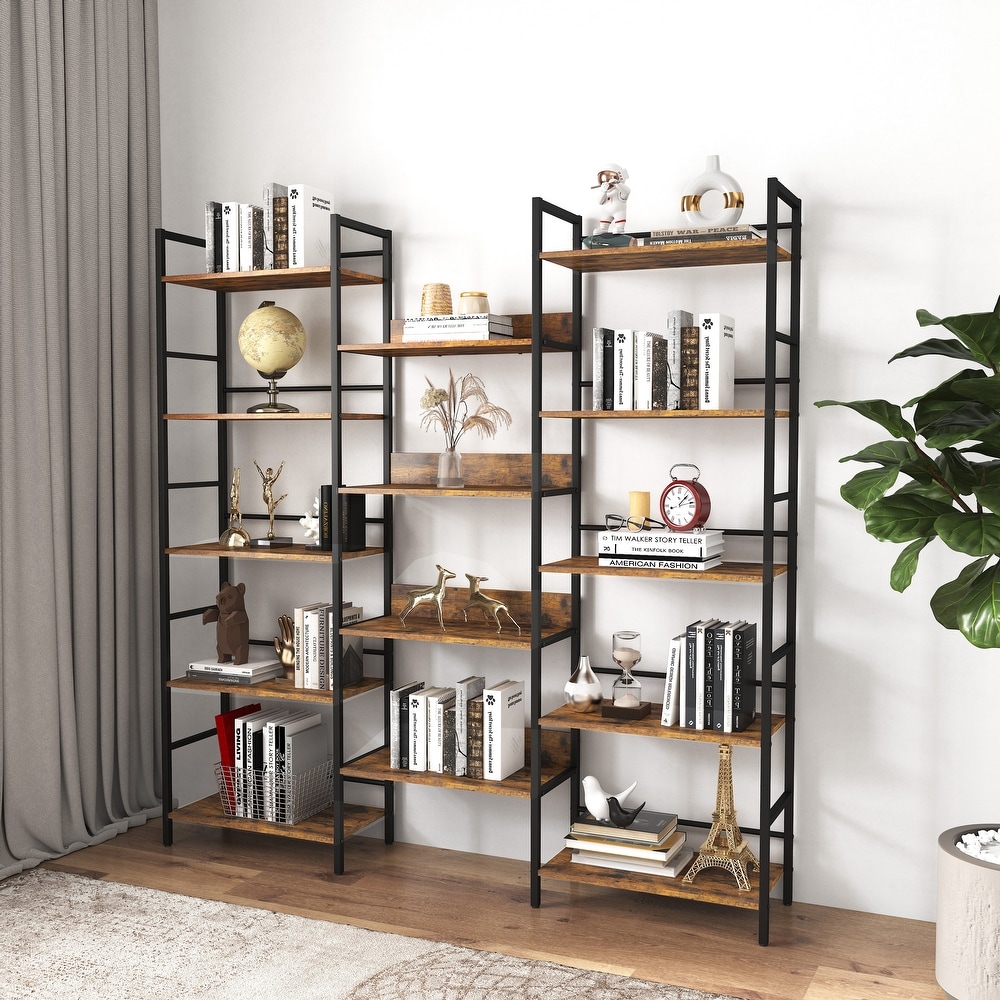 Industrial Retro Wooden 5 shelf Bookshelves