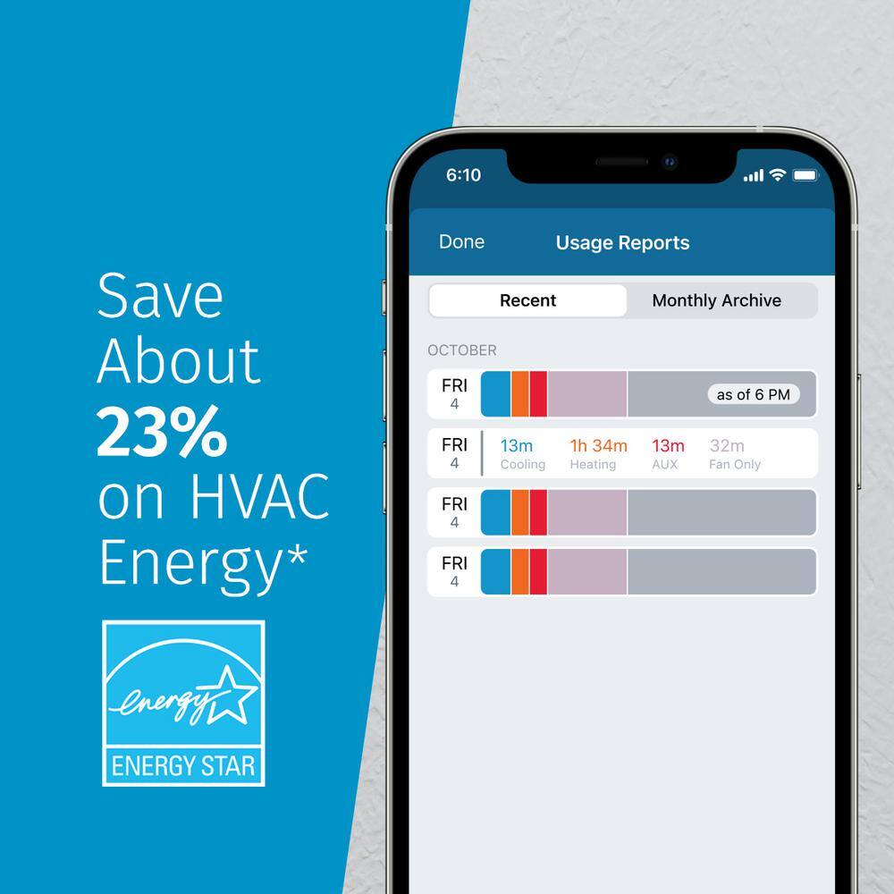 Emerson Sensi Touch 7-day Programmable Wi-Fi Smart Thermostat with Touchscreen Color Display C-wire Required ST75