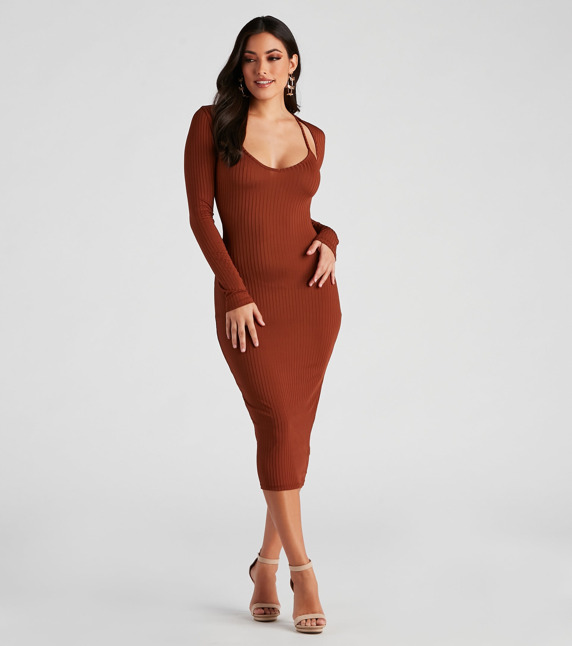 Effortless Everyday Ribbed Knit Midi Dress