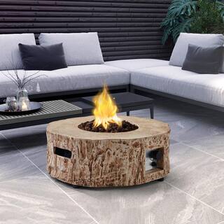 CASAINC 10 in. H Outdoor Gas Fire Pit Suitable for The Garden or Balcony in Light Brown WFEHFP-06-B