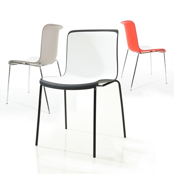 Enrik Modern Two-Toned Polypropylene Dining Chair with Metal Legs (set of 2)