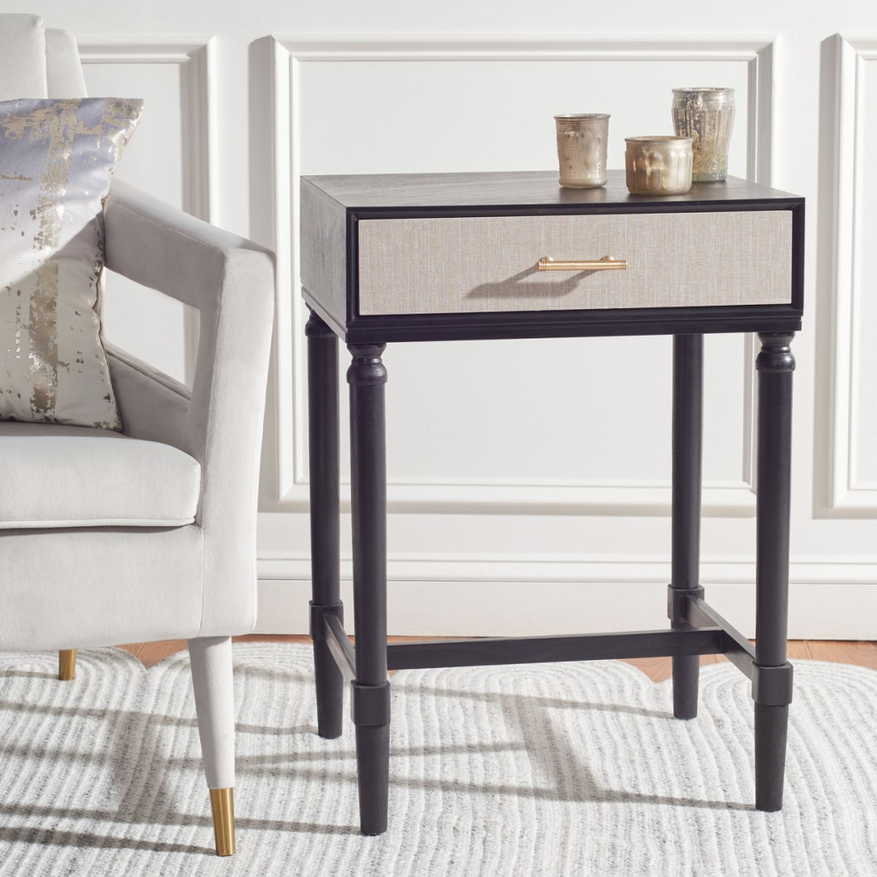 Stella One Drawer Accent Trash Black   Traditional   Side Tables And End Tables   by Virgil Stanis Design  Houzz