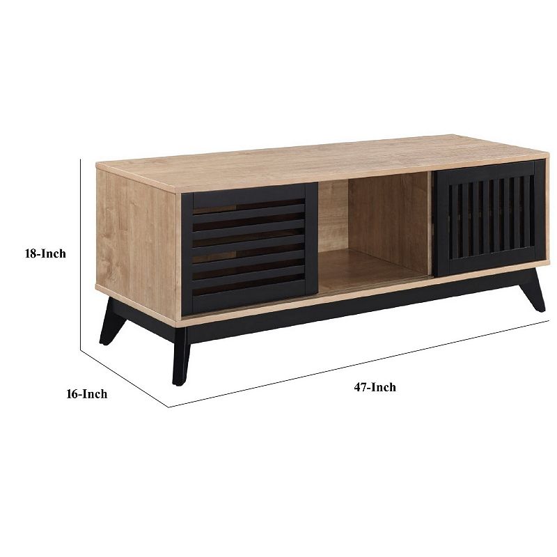 Nael 47 Inch Modern Wood TV Entertainment Media Center， Slatted Door， Oak