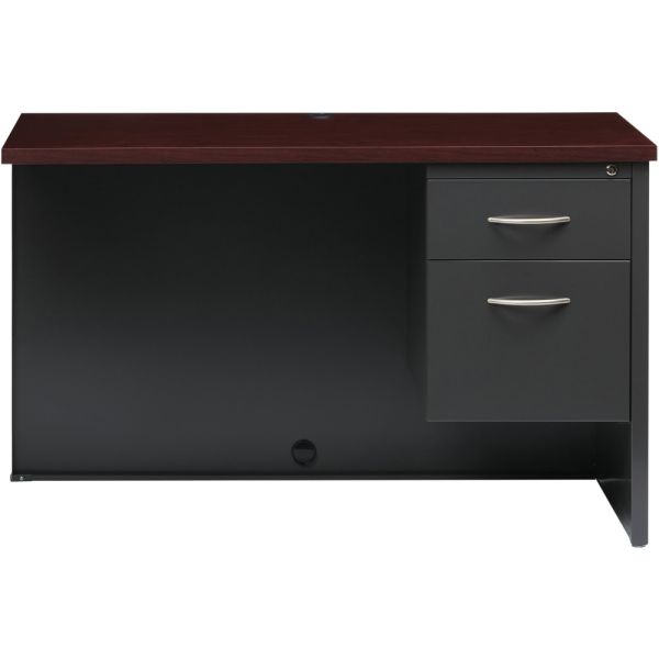 Lorell Mahogany Laminate/Charcoal Modular Desk Series Pedestal Desk - 2-Drawer