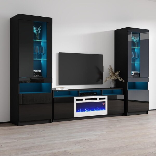 Reno WH05 Electric Fireplace Modern Wall Unit Entertainment Center