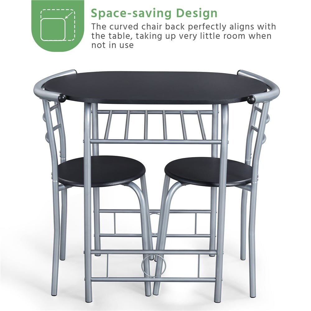 3PCS Round Dining Table Set with Storage Rack