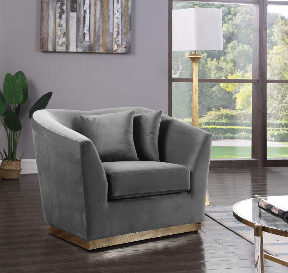 Arabella Velvet Upholstered Set   Contemporary   Armchairs And Accent Chairs   by Meridian Furniture  Houzz