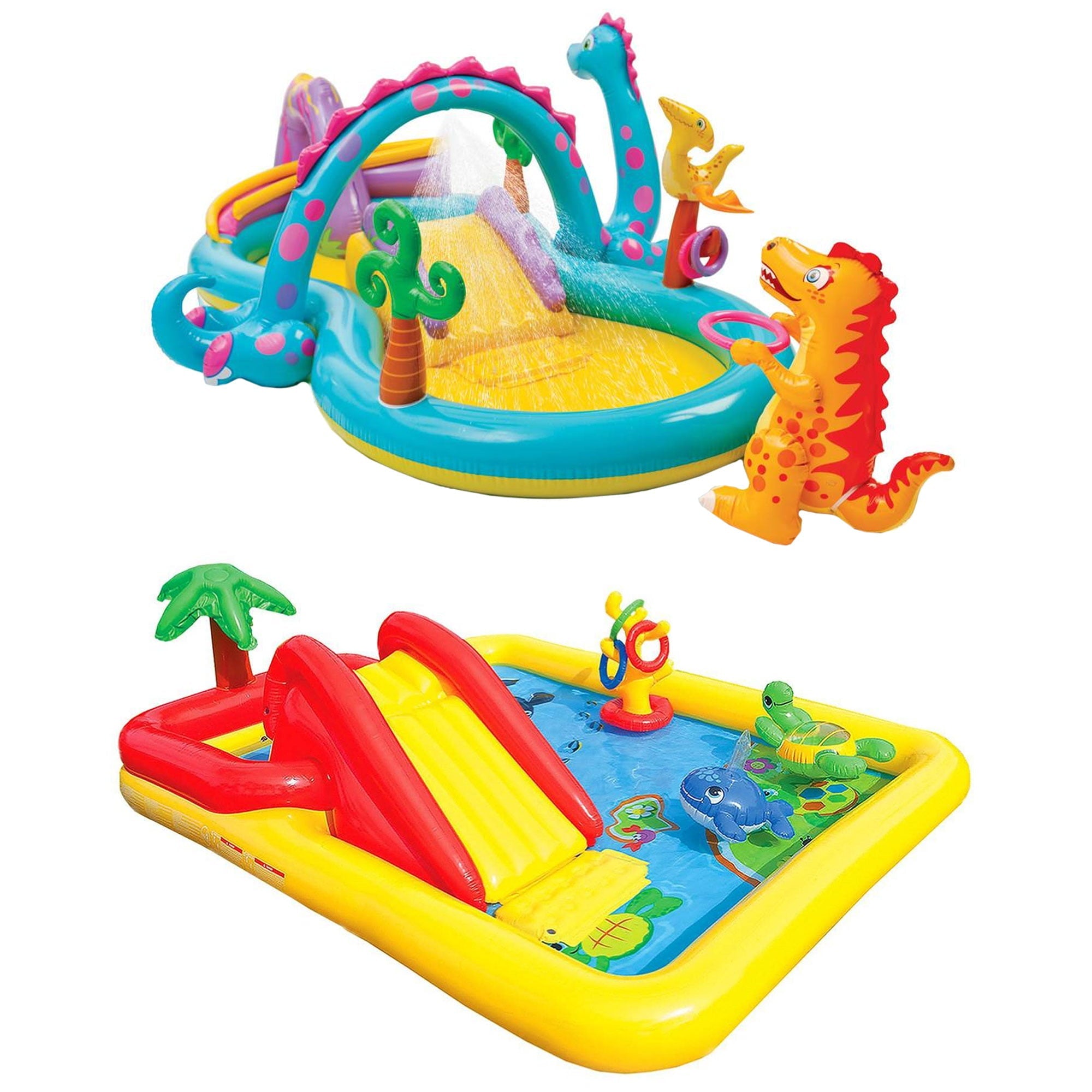 Intex Dinoland Kiddie Inflatable Pool & Inflatable Ocean Backyard Kiddie Pool