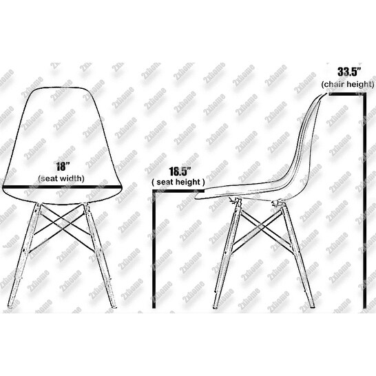 Set of 2 Designer Plastic Eiffel Chairs Solid Wood Legs Retro Dining Molded Shell Hotel Dowel For Kitchen Bedroom Work