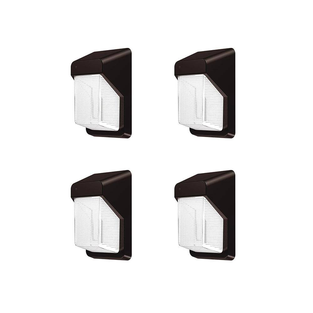 PROBRITE 150W Equivalent Integrated LED Bronze Outdoor Vertical Wall Pack Over Door Light 3000 Lumens (4-Pack) PRWX30-V-PC-4K-BZ-4PK