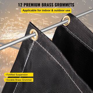 VEVOR 2 Pack Fire Welding Blankets 8 ft. x 10 ft. Flame Retardant Blanket 1022F with 12 Brass Grommets Black HTHSJBDD8X1026ZRCV0