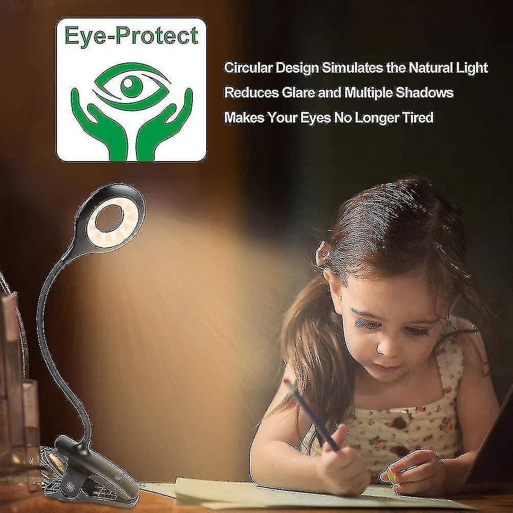 Led Reading Light， 9 Different Settings Eye Protect Book Clip Light， Usb Rechargeable Reading Light