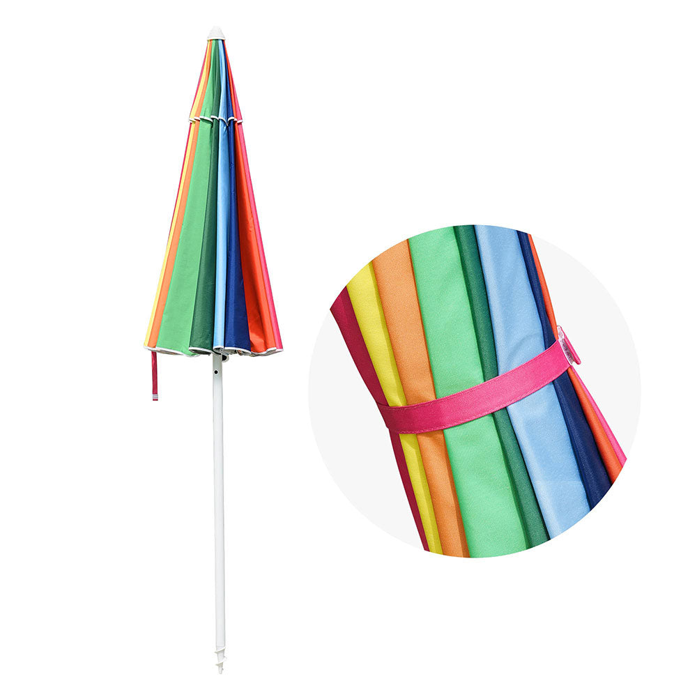 Yescom Rainbow Beach Umbrella Tilt 7 ft 16-rib w/ Anchor