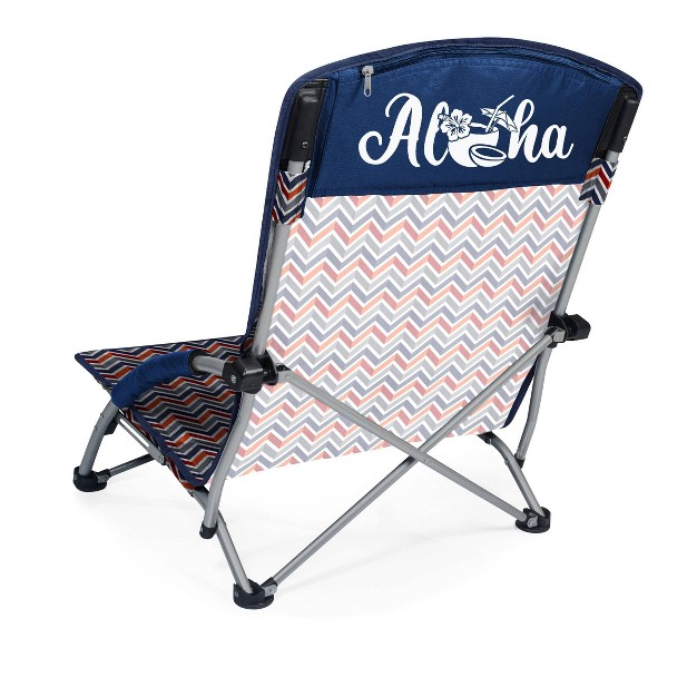 Picnic Time Tranquility Portable Beach Chair Navy Blue gray