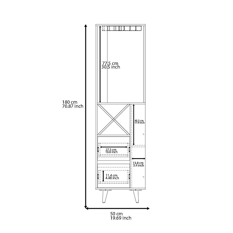 DEPOT E-SHOP Lisbon Corner Bar Cabinet， External Shelves，Drawers， Wine Compartments， Pine/Matt Gray