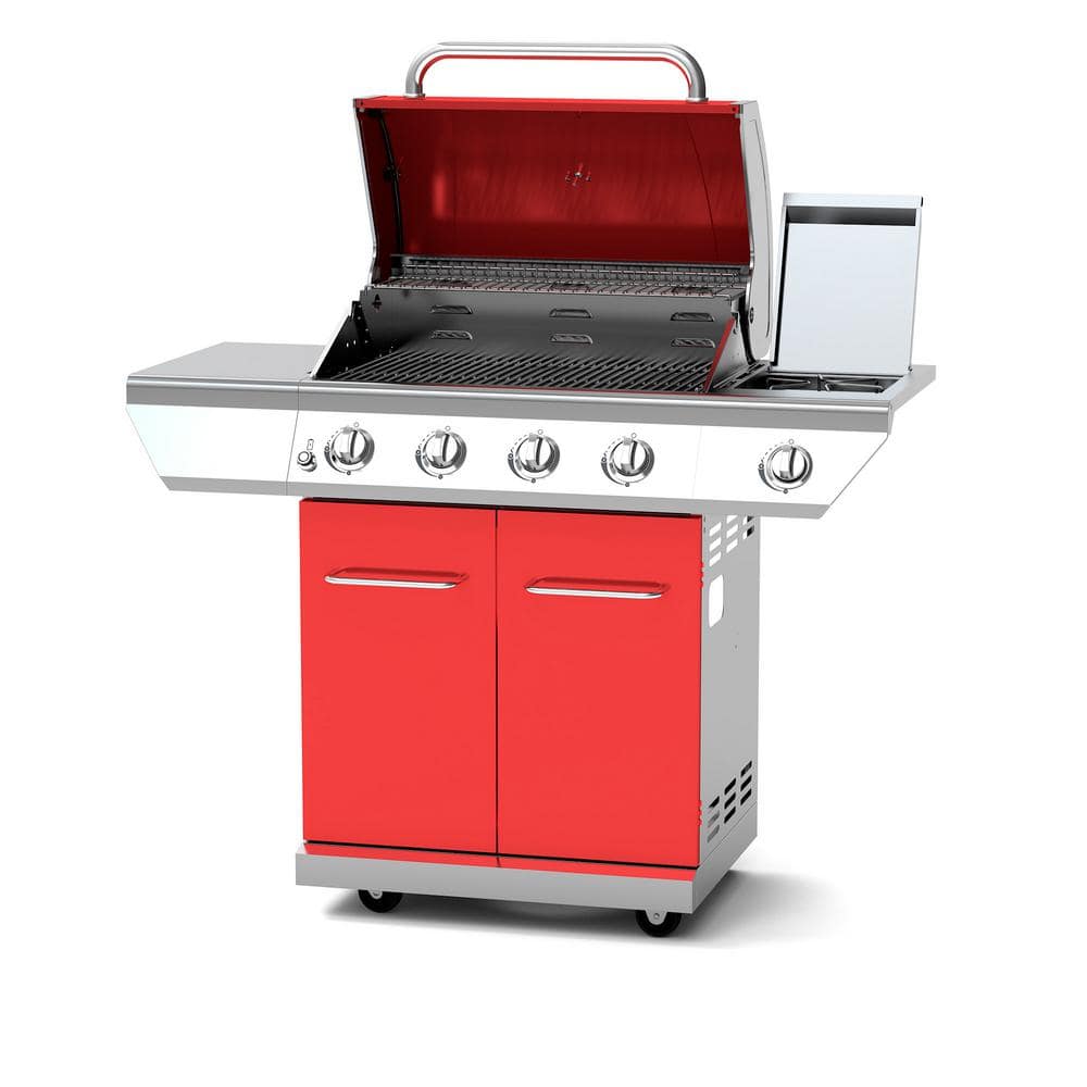 Nexgrill 4-Burner Propane Gas Grill in Red with Side Burner 720-0830HR