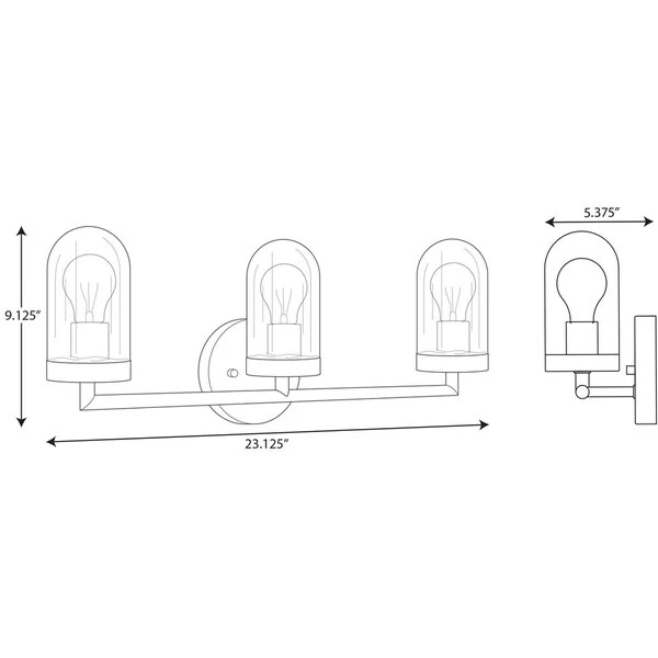 Signal Collection 3-Light Polished Chrome Clear Glass Coastal Bath Vanity Light