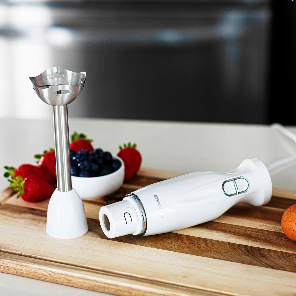 OVENTE Immersion Blender Stainless Steel Blades 300W Multi-Purpose Hand Blender Mixer 2-Speed Settings HS560W