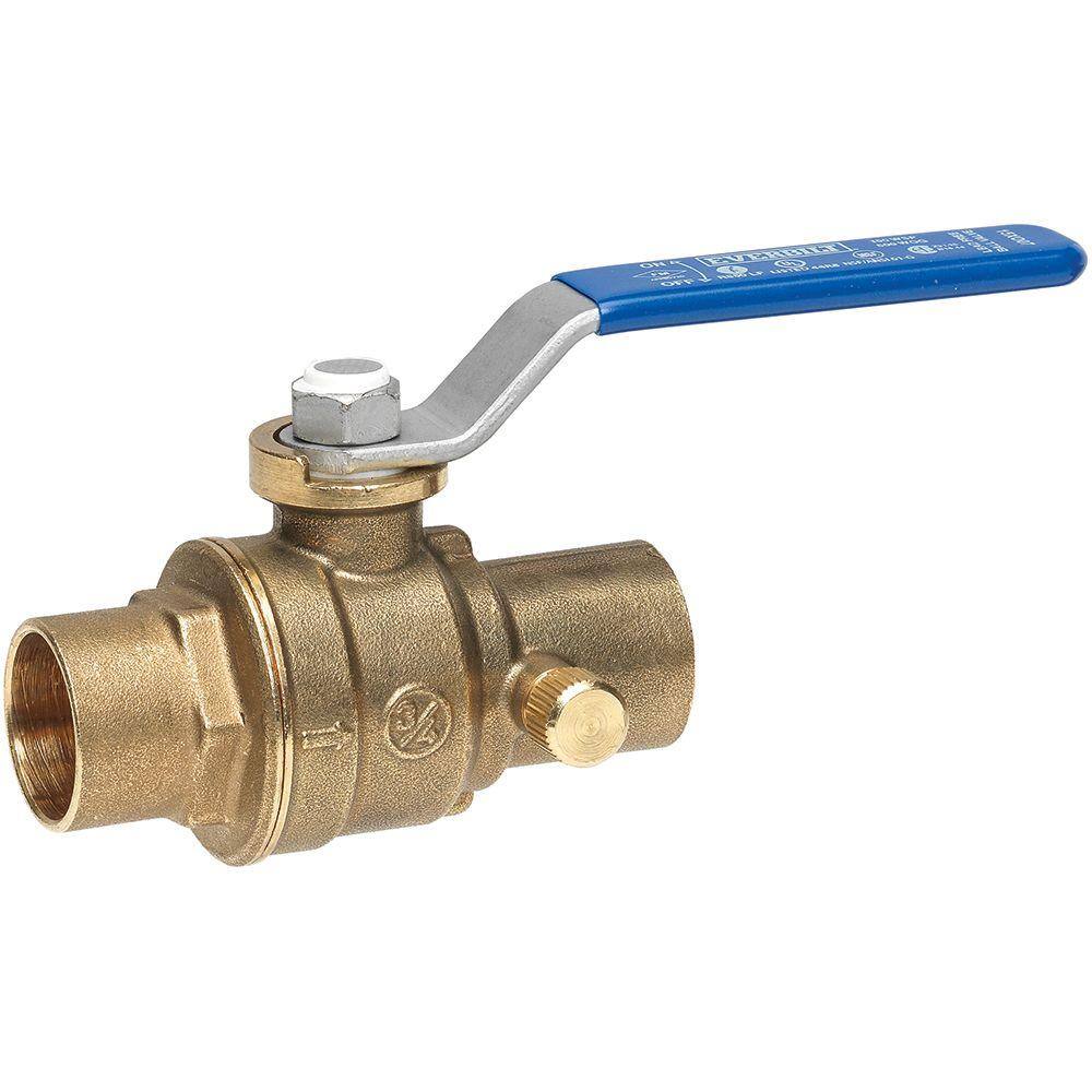 Everbilt 34 in. x 34 in. Brass Sweat x Sweat Ball and Waste Valve with Drain 119-4-34-EB