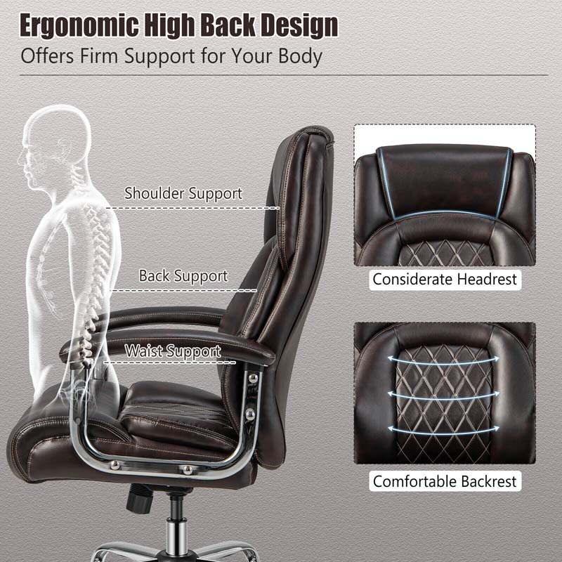 500 LBS Big & Tall Office Chair, Extra Wide Seat Leather Executive Chair, Height Adjustable Swivel Computer Desk Chair