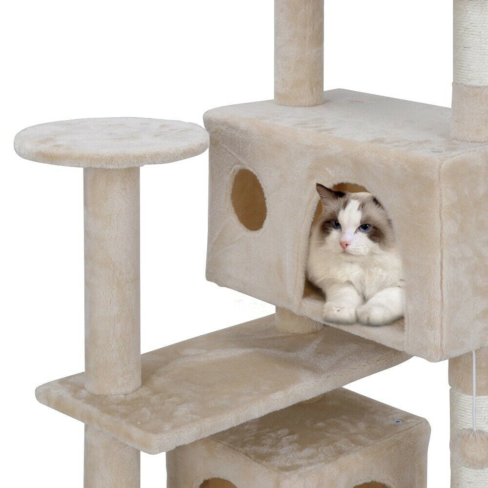 Multi-level 53" Cat Tree Tower Stand House Furniture with Scratching Board Kitty Pet Play Town