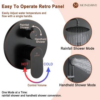 Mondawe Retro Series 3-Spray Patterns with 1.8 GPM 9 in. Rain Wall Mount Dual Shower Heads with Handheld in Oil-Rubbed Bronze MD-A3816-ORB