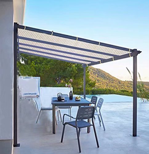 Shatex Shade Panel Block 90% of UV Rays with Ready-tie up Ribbon for Pergola Gazebo Porch 10' x 10', Wheat