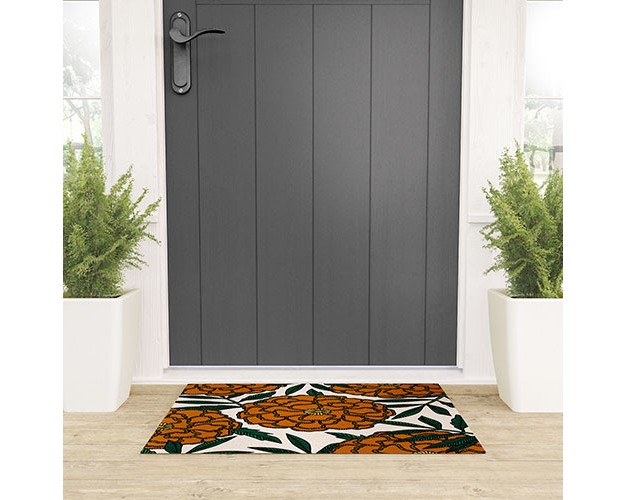 Alisa Galitsyna Orange Marigolds Looped Vinyl Welcome Mat Society6