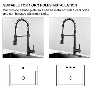 Zalerock Sensor Single-Handle Pull-Down Sprayer Kitchen Faucet in Matte Black WTHG003