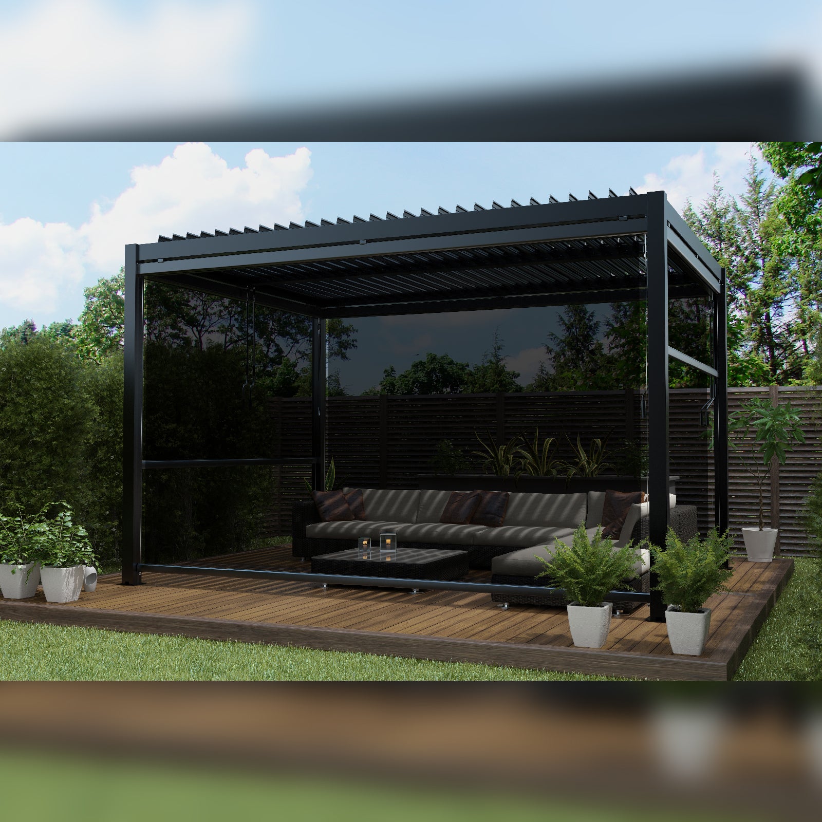 Outdoor Pergola And Screen With Led Light 300X300 M8610L-3X3