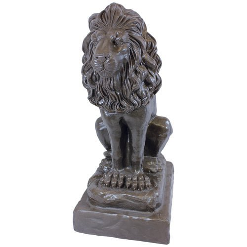 Guardian Lion Statue – Natural Bronze Appearance – Made of Plastic Resin – Lightweight – 28” Height