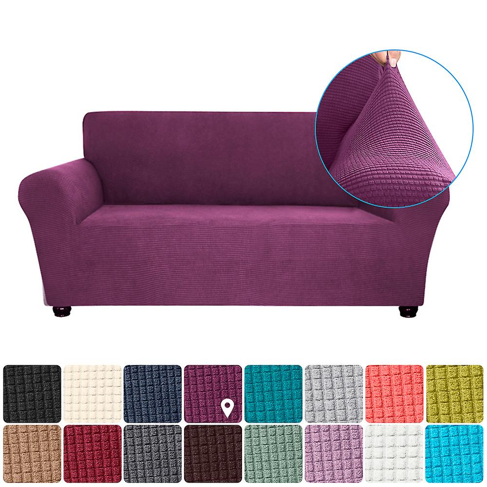 Stretch Sofa Slipcover Spandex Anti-slip Soft Couch Sofa Cover 2 Seater Washable For Living Room Kids Petsdark Purple  3 Coffee