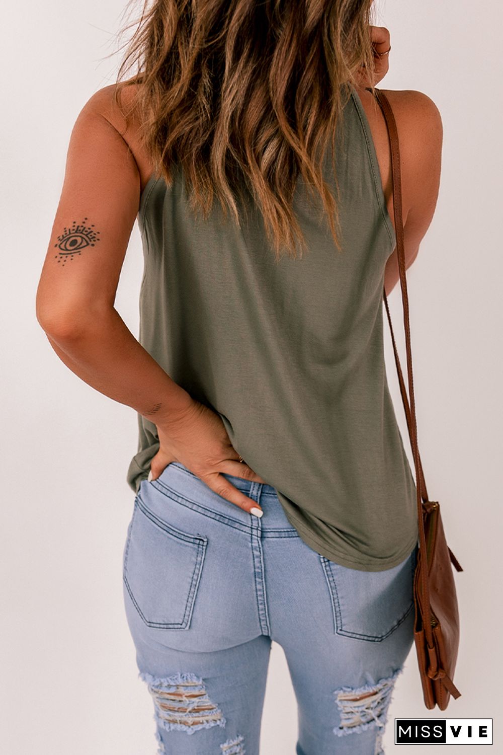 Green Crochet Lace Detail Tank Top