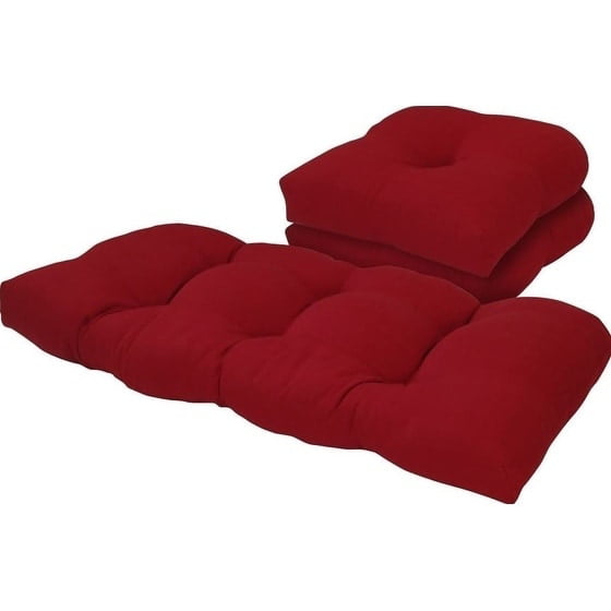 Tempo Outdoor Solid Chili Pepper Red 3 Piece Cushion Seat Set