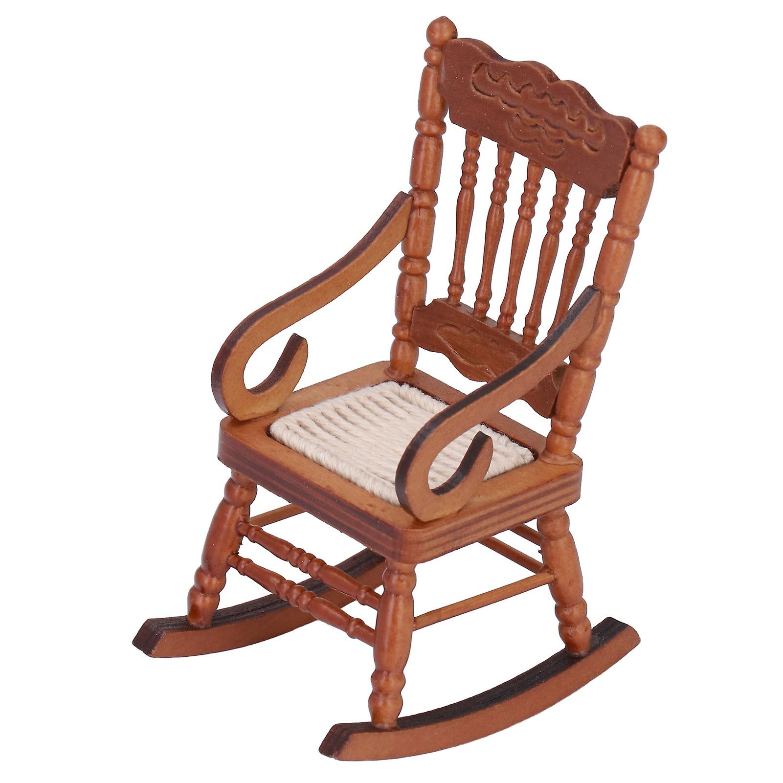 Dollhouse Miniature Chair Exquisite Details Bright Color Miniature Dollhouse Wooden Furniture For 1:12 Dollhousebrown